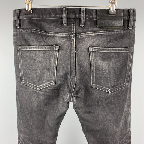 3SIXTEEN Size 32 Black Washed Distressed Raw Selvege Jeans