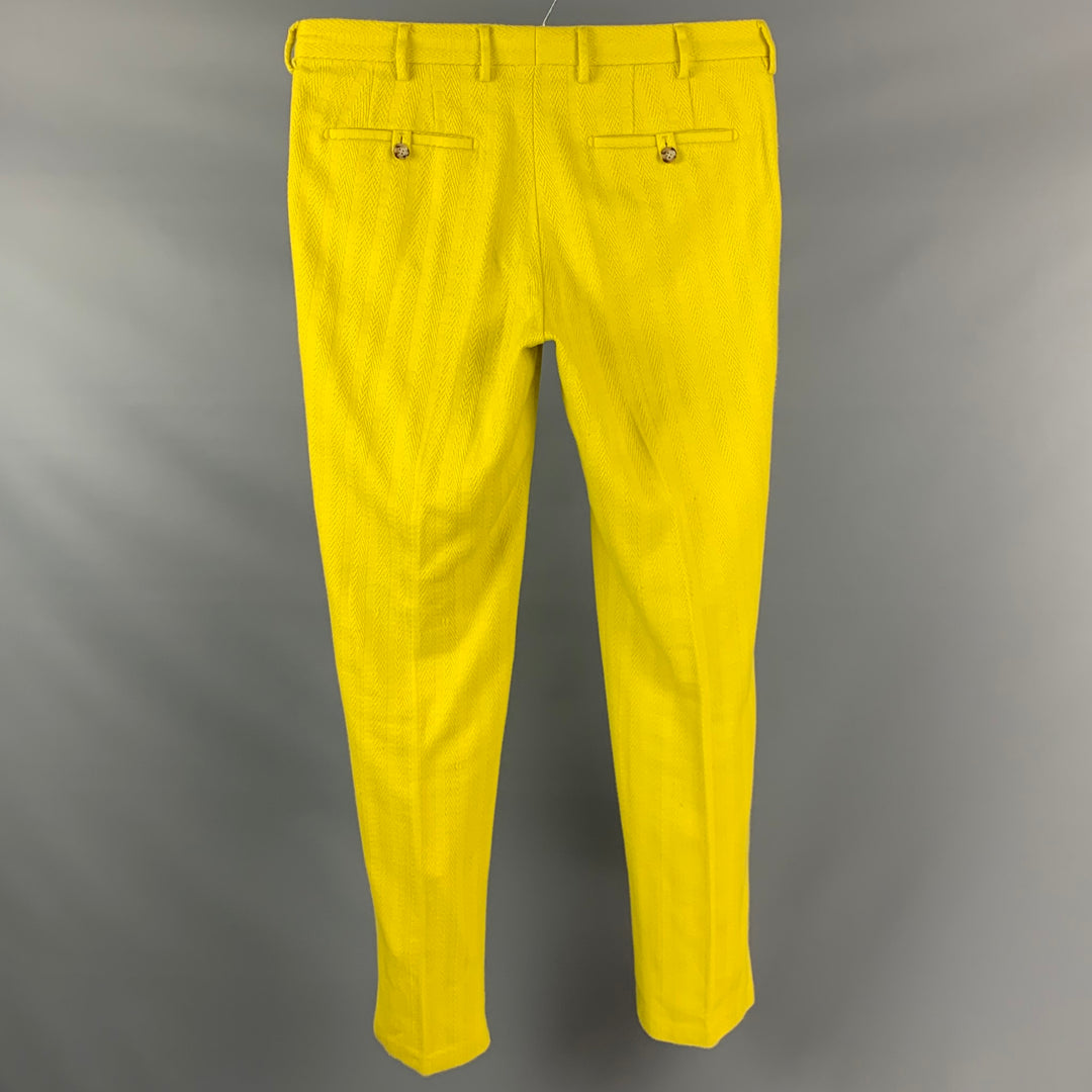 PRADA Talla 32 Pantalones casuales con bragueta de botones amarillo mostaza