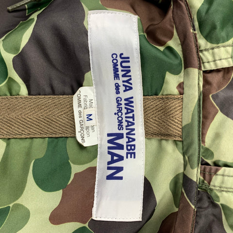 JUNYA WATANABE Chaqueta Parka con ribete de cuero y algodón verde oliva talla M