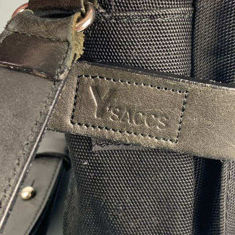 Y'SACCS Black Mixed Fabrics Nylon Leather Cross Body Bag