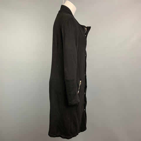 THEODOR Size XS Black Ribbed Cotton Blend Long Jacket