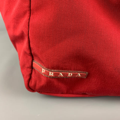 PRADA Red Slate Nylon Rectangle Duffle Bag