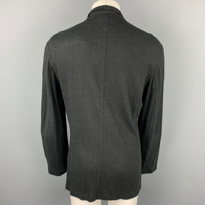 YOHJI YAMAMOTO Size L Black Knitted Linen Buttoned Jacket