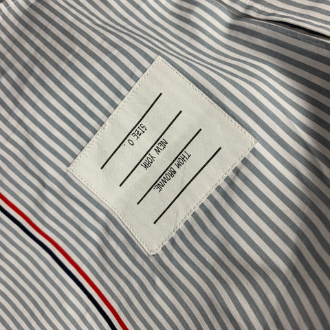 THOM BROWNE Size XS White Grey Stripe Cotton Button Down Long Sleeve Shirt