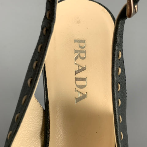Zapatos de tacón con hebilla de cuero azul marino PRADA Talla 7