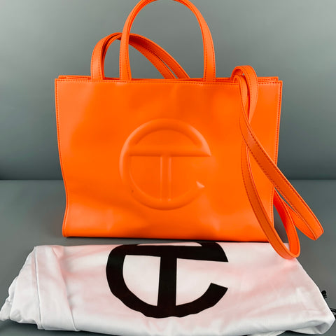 TELFAR Waist Size M Orange Textured Polyester Blend Tote Handbag