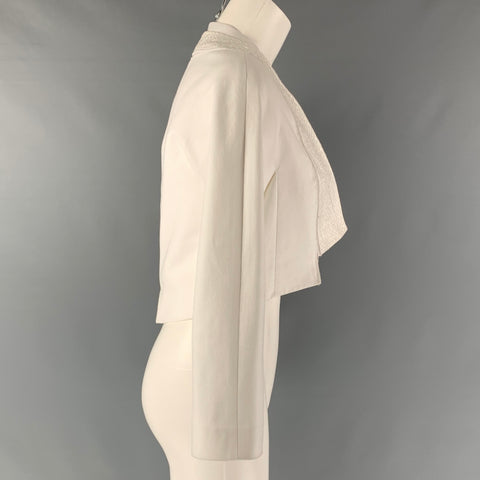 BRIONI Size 4 White Cotton Blazer