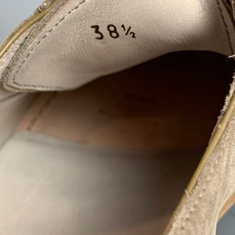 BRUNELLO CUCINELLI Size 8.5 Taupe & Silver Suede Lace Up Shoes