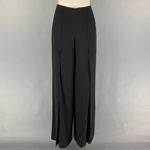 RALPH LAUREN Collection Size 6 Black Viscose Silk Wide Leg Dress Pants