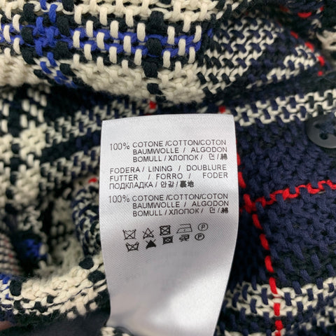 BARENA Taille 40 Manteau de sport à carreaux bleu marine et blanc