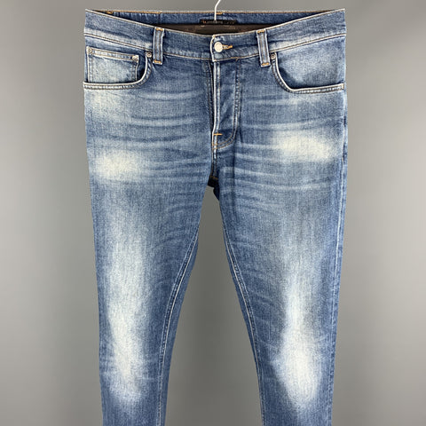 NUDIE JEANS Size 32 Indigo Washed Cotton Button Fly Jeans
