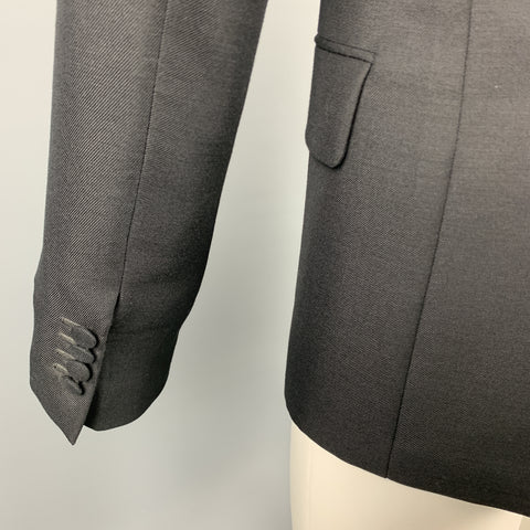 PRADA Size 36 Regular Black Solid Wool / Mohair Shawl Collar Sport Coat