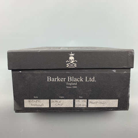 BARKER BLACK Size 12.5 Black Leather Cross Bones Slip On WOLFE Loafers