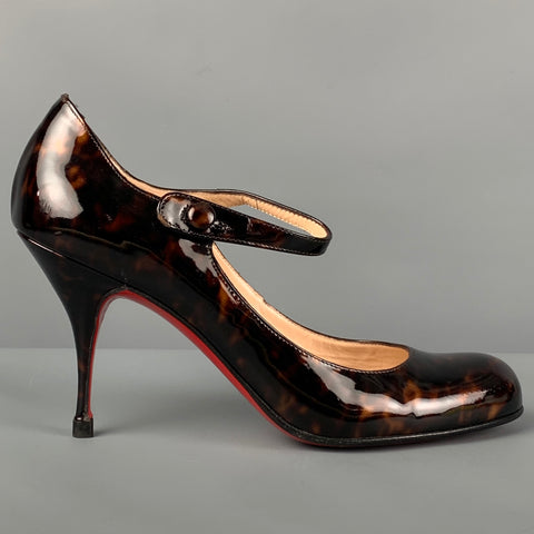 CHRISTIAN LOUBOUTIN Talla 8 Zapatos Mary Jane de carey marrón