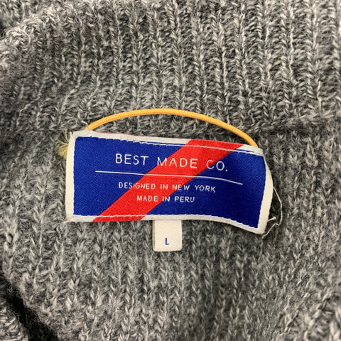 BEST MADE CO. Size L Gray Knit Wool Crew-Neck Sweater