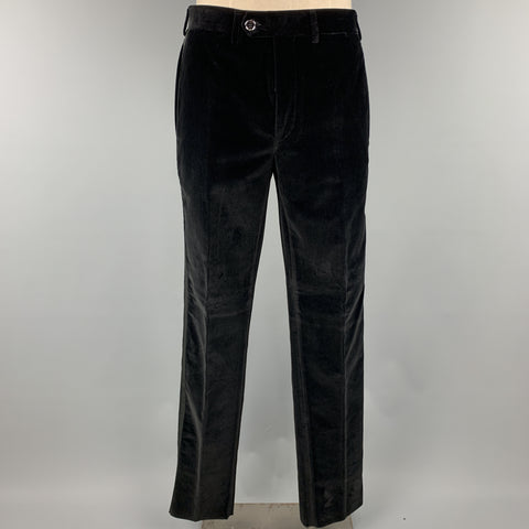 ETRO Taille 40 Regular Noir Velours de Coton 34 x 36 Smoking à Revers en Pointe