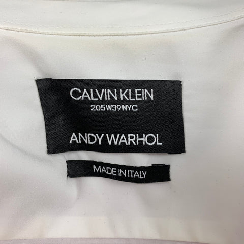 CALVIN KLEIN 205W39NYC Size L White Andy Warhol Print Cotton Button Up Long Sleeve Shirt