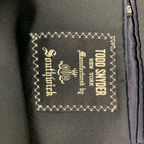 TODD SNYDER Size 42 Regular Navy & Black Wool Peak Lapel Sport Coat