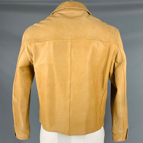 RRL by RALPH LAUREN Size L Tan Distressed Leather Zip Up Jacket