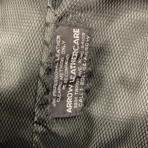 REMY Size 40 Black Brown Contrast Stitch Leather Zip Up Jacket