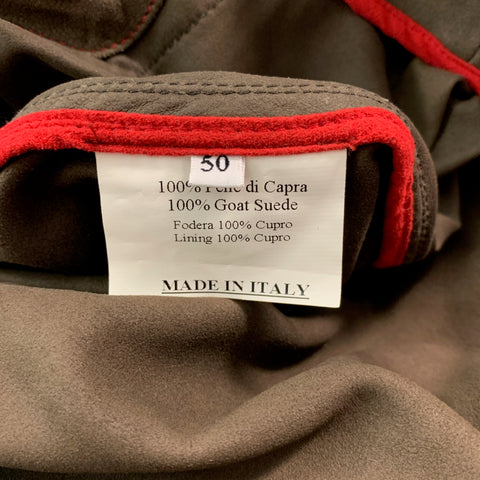 ISAIA Size 40 Olive Textured Leather Patch Pockets Long Sleeve Shirt