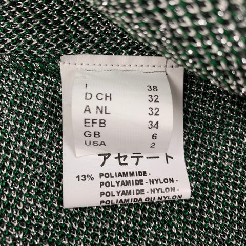 M MISSONI Size 2 Green & Silver Knitted Acetate Blend Cardigan