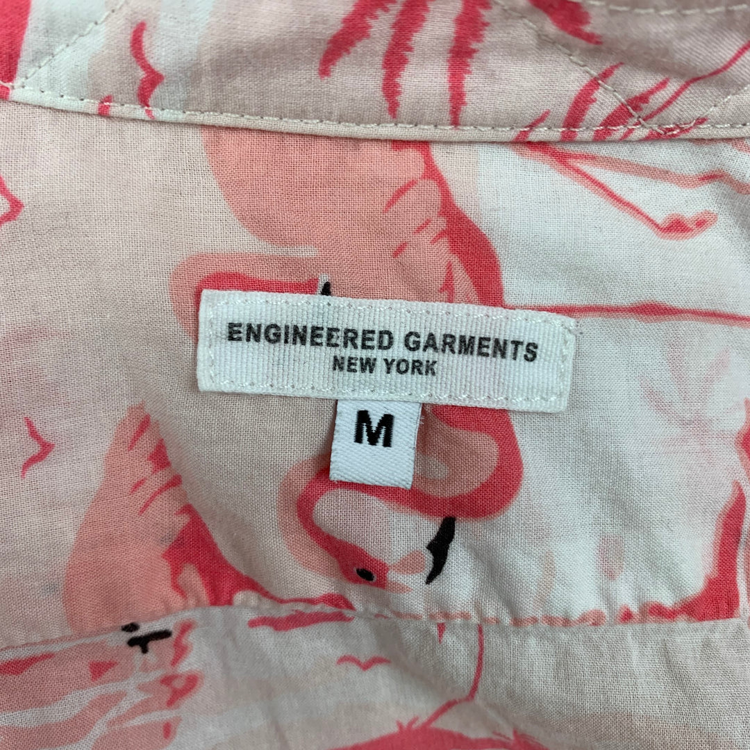 ENGINEERED GARMENTS Camisa de manga corta de algodón con gráfico blanco rosa talla M