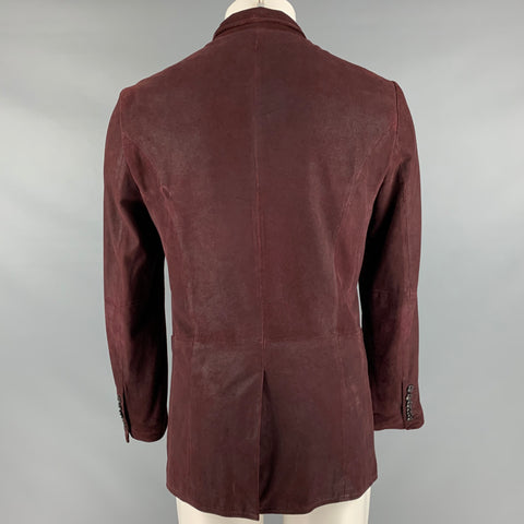 JOHN VARVATOS Size 38 Burgundy Suede Single breasted Jacket