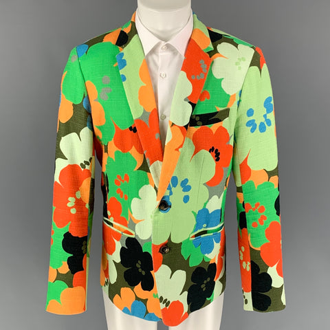 MR TURK Size 42 Multi-Color Floral Cotton Notch Lapel Sport Coat