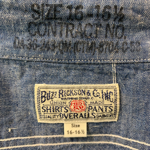 BUZZ RICKSON &amp; CO. INC. Taille M Chemise à manches longues en chambray uni bleu clair
