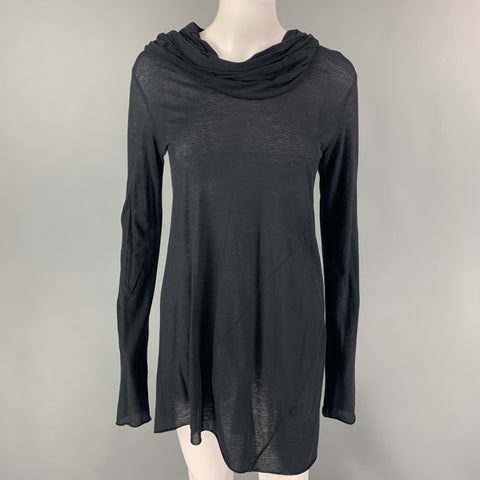 PEACHOO+KREJBERG Size S Black Cotton Cowl Collar Dress