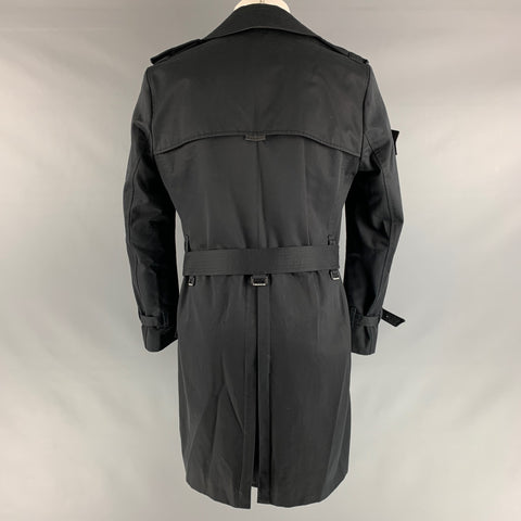 TRENCH LONDON Gabardina de algodón liso negra Talla M