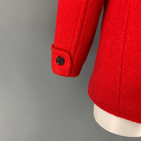 BALLY Size 10 Red Wool Blend Textured Peacoat