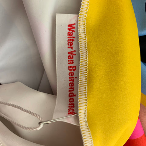 WALTER VAN BEIRENDONCK FW19 Taille M Multicolore Rose Graphique Nylon Jersey Bike Top