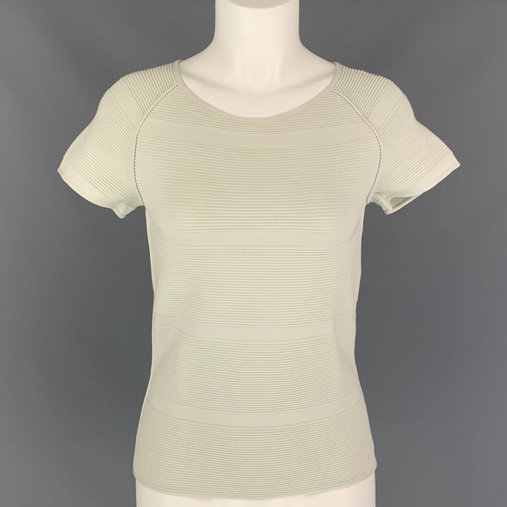 GIORGIO ARMANI Size 4 Sea Foam Viscose / Polyester Ribbed Casual Top