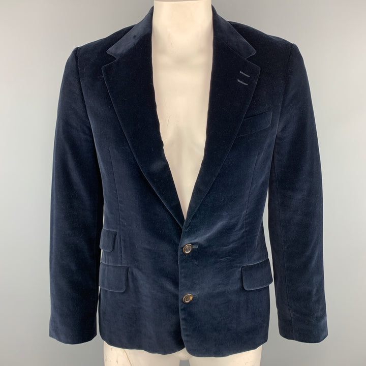 PAUL SMITH The Westbourne Taille 42 Manteau de sport à revers cranté en velours bleu marine