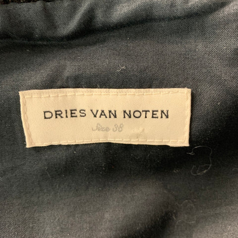 DRIES VAN NOTEN Size M Black Silver Wool Beaded Cropped Jacket