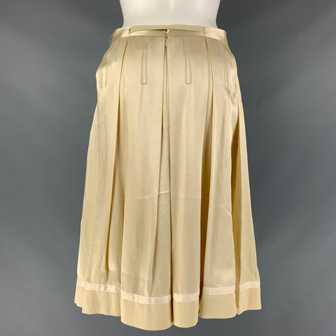 CHLOE Size 4 Beige Acetate &  Viscose Pleated Circle Skirt