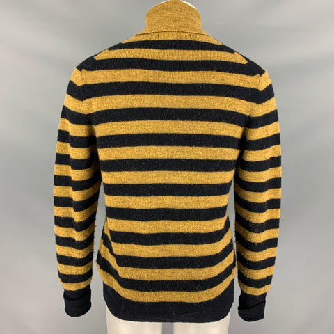 JUNYA WATANABE Size L Mustard & Black Stripe Wool Turtleneck Sweater