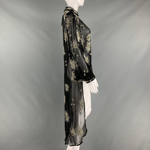 RETROFETE Talla S Blusa Colas De Viscosa Negra Plateada