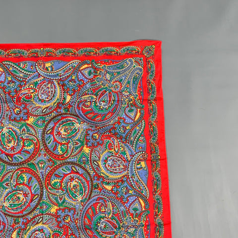 VINTAGE Red Green Paisley Pocket Square