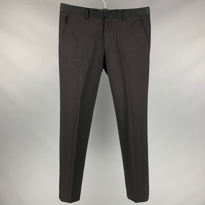EMPORIO ARMANI Size 32 Black Solid Mohair Wool Tuxedo Dress Pants