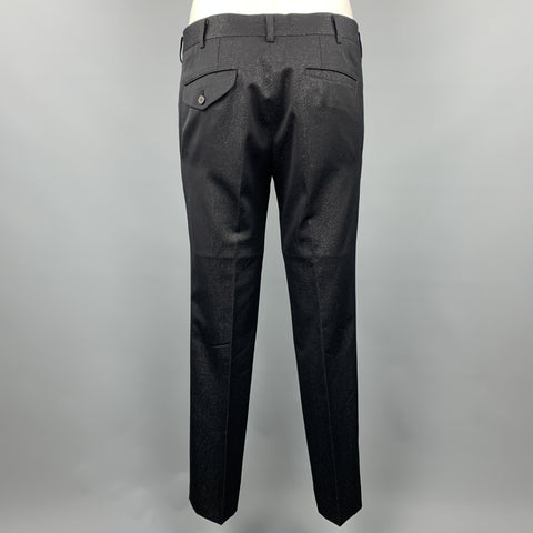 COMME des GARCONS HOMME PLUS Size M Black Sparkle Wool Blend Dress Pants