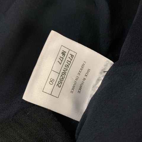 CHANEL Size 18 Navy Gold Cotton Blend Metallic Single Breasted Coat