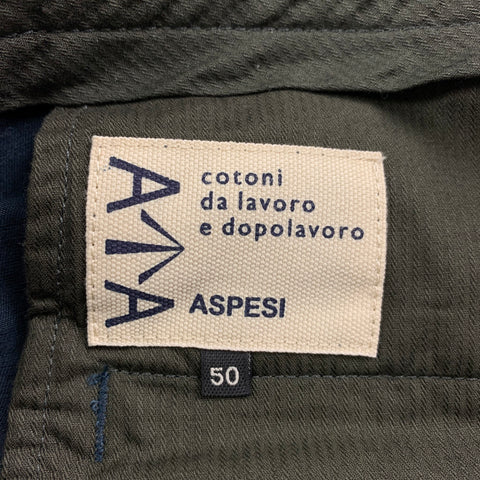 ASPESI Size 34 Navy Cotton Linen Zip Fly Casual Pants
