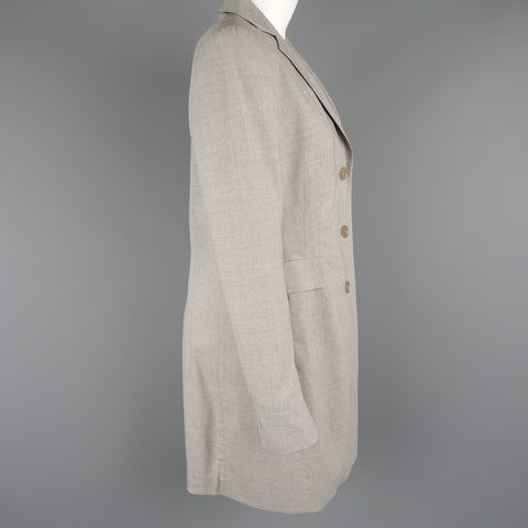 AKRIS Size US 6 Light Heather Gray Notch Lapel Three Button Long Coat
