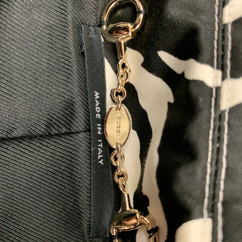 GUCCI Taille 6 Manteau à double boutonnage en coton abstrait noir blanc