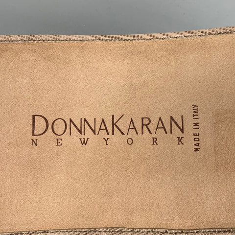 DONNA KARAN Taille S Ceinture en cuir gaufré beige beige