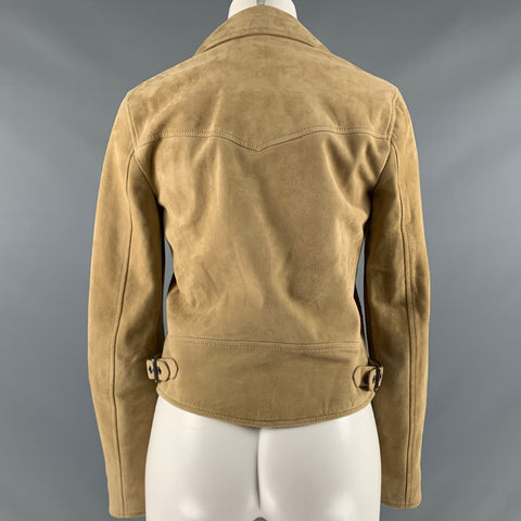 COACH Size 2 Tan Suede Lamb Skin Biker Jacket