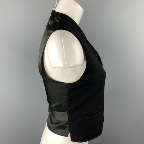 RALPH LAUREN COLLECTION Size 8 Black Twill Wool Blend Vest